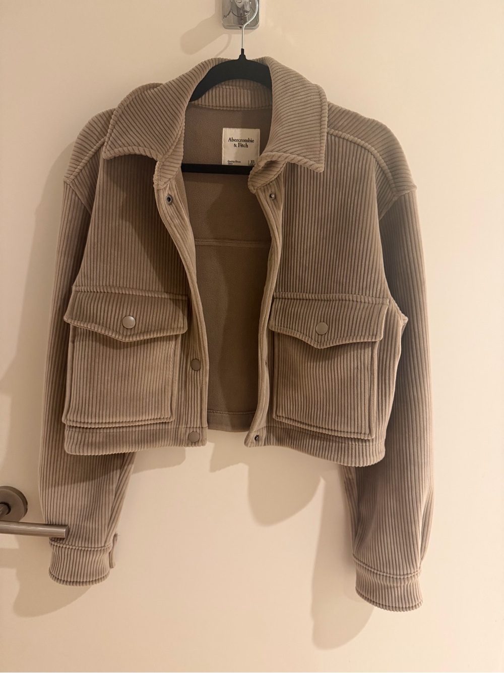 Abercrombie & Fitch Cropped Corduroy Jacket - Taupe
